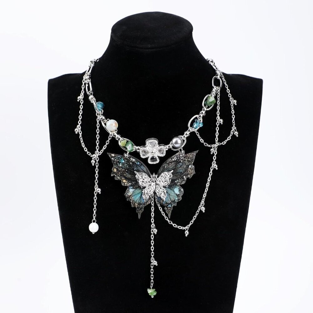 Fairy Necklace Vintage Butterfly Jewelry Multi-Layer Woodland Fairy Accessory - Picture 5 of 6
